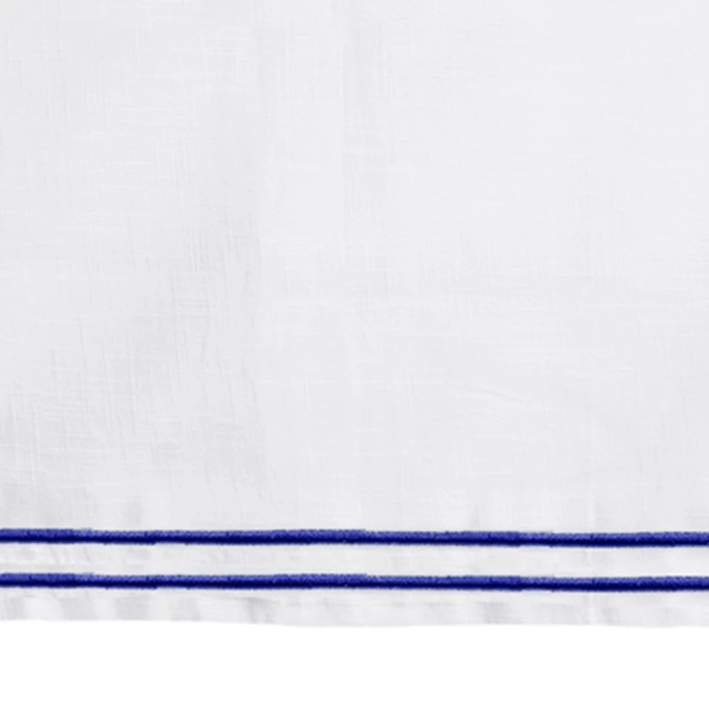 Elegant royal blue embroidered tablecloth rectangle crafted from 100% cotton, perfect for weddings, formal dining, and festive celebrations.