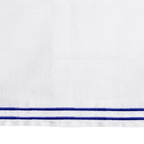 Elegant royal blue embroidered tablecloth rectangle crafted from 100% cotton, perfect for weddings, formal dining, and festive celebrations.