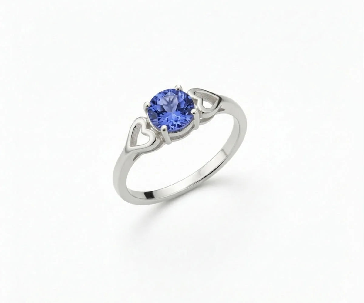 oval cut tanzanite engagement ring in silver finish