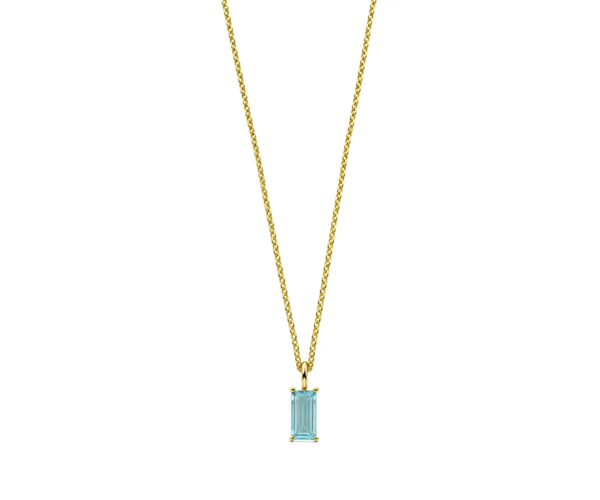 Blue Topaz Pendant Necklace with Rectangle Gemstone