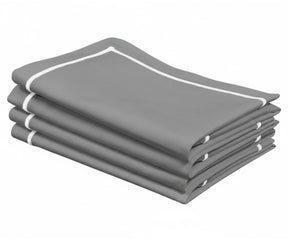 cotton dinner napkins with line embroidery, minimalist reusable cloth napkins for modern table décor