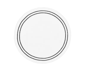 Round black cotton placemat with elegant embroidery design for modern and classic table settings