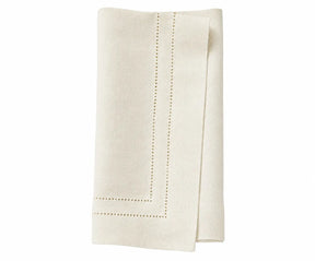 Ivory Linen Double Hemstitch Napkins for Elegant Table Settings