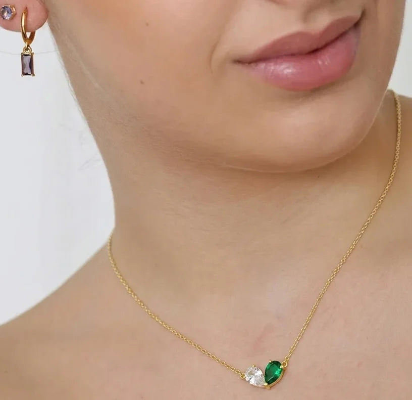 Dainty gold Toi Et Moi pendant necklace with two stones, perfect for everyday elegance, layering, and thoughtful gift for special occasions