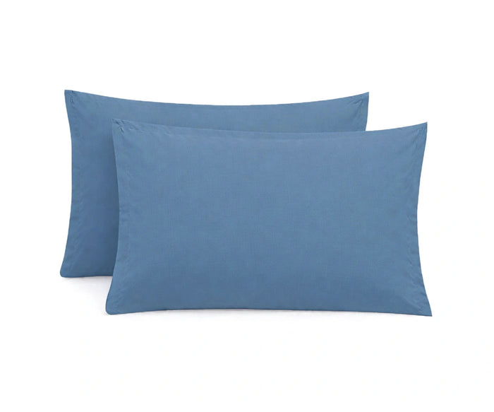 Dusty blue cotton king size pillow cases made with premium cotton, smooth breathable fabric pillow covers for temperature-regulating sleep comfort