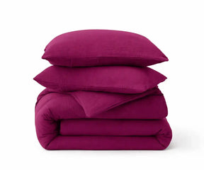 Burgundy linen duvet cover set soft breathable European flax linen bedding with pillowcases, cooling duvet cover for hot sleepers