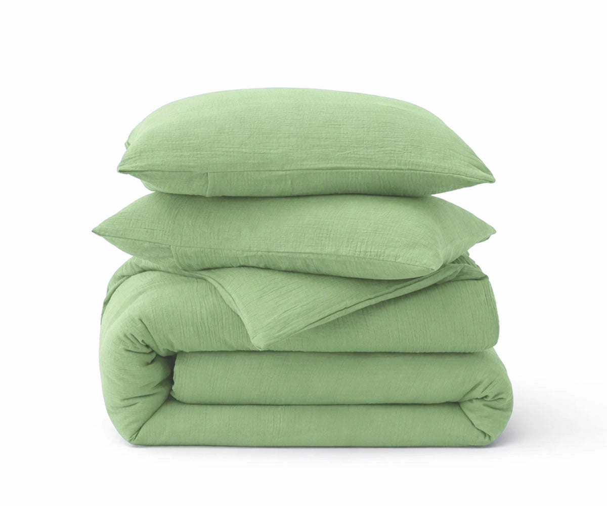 Sage green linen duvet cover set soft breathable European flax linen bedding with pillowcases