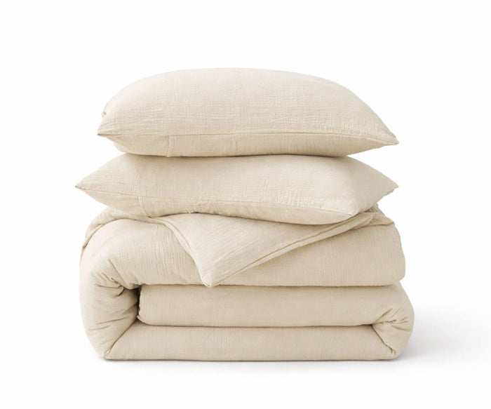 Natural linen duvet cover set 100% flax linen breathable soft neutral bedding with pillowcases