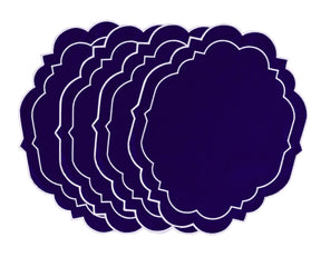 blue cotton placemats are durable dining mats for oval tables.
