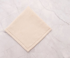 natural beige hemstitched napkin showing fine stitching detail