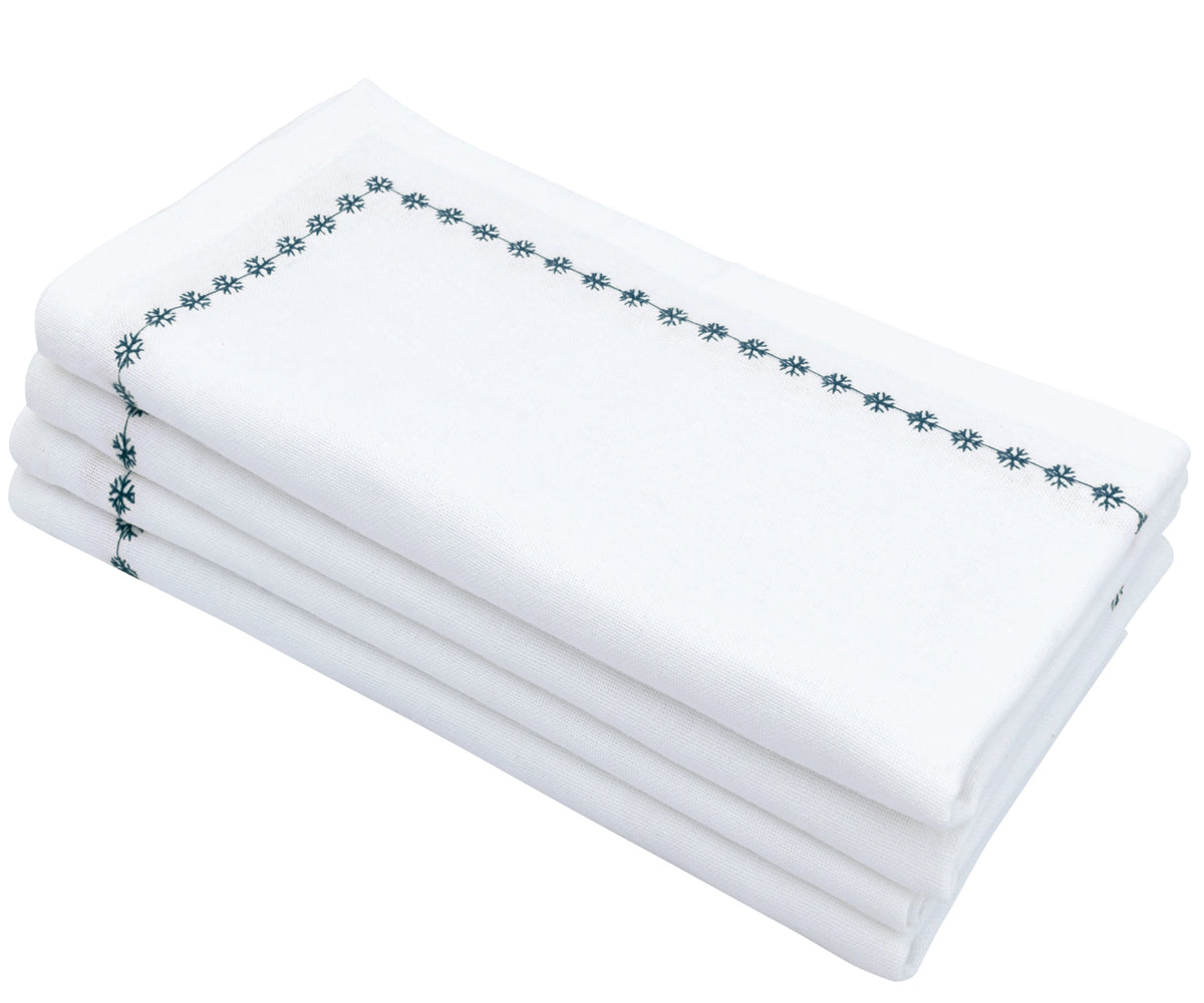 Green Snowflake Napkins - Embroidered