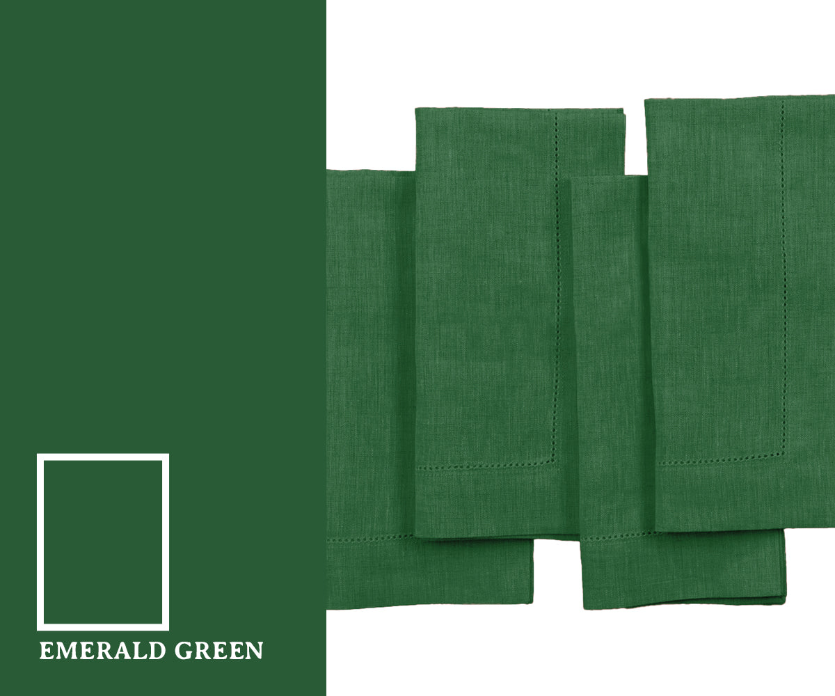 Vibrant emerald green color napkins with a rich jewel-toned shade that adds a refreshing and luxurious touch to any table setting