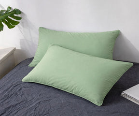 Sage green cotton linen pillowcase set with soft textured feel