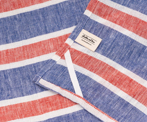 Pair of patriotic stripe linen towels, 18x28 inches – absorbent eco-friendly dish towels for daily cooking tasks.