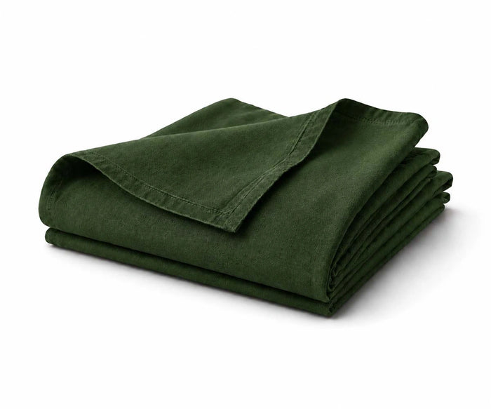 Forest Green linen flat sheet made from 100% flax linen for luxury bedroom bedding