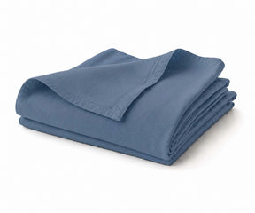 Dusty Blue 100% Linen Flat Sheet, soft pre-washed linen top sheet with breathable temperature-regulating fabric for everyday bedding.