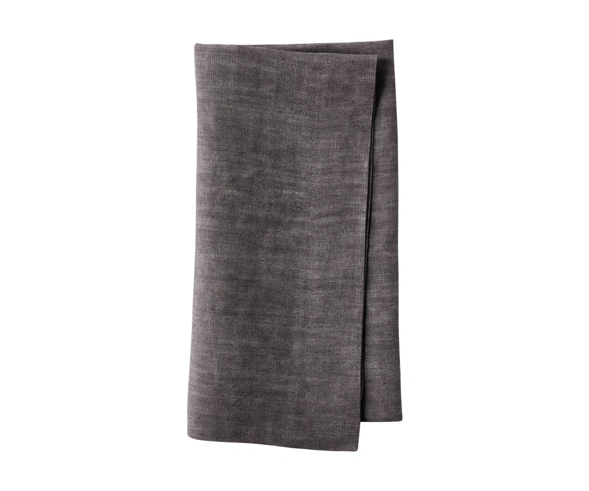Flint gray plain linen napkin folded neatly, showcasing neutral tone and soft linen fabric