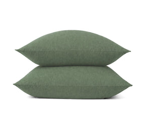 Forest green linen pillow covers in 100% natural linen, breathable durable pillowcases with a relaxed texture for rustic and contemporary interiors