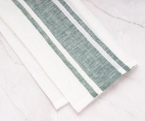 Green striped 100% linen kitchen towels, 18x28 inch set of 2 – soft absorbent tea towels for drying dishes and everyday kitchen use.”