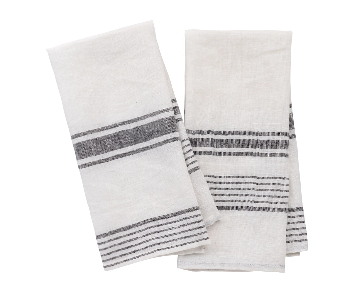 French Stripe Linen Dish Towels - Set of 2