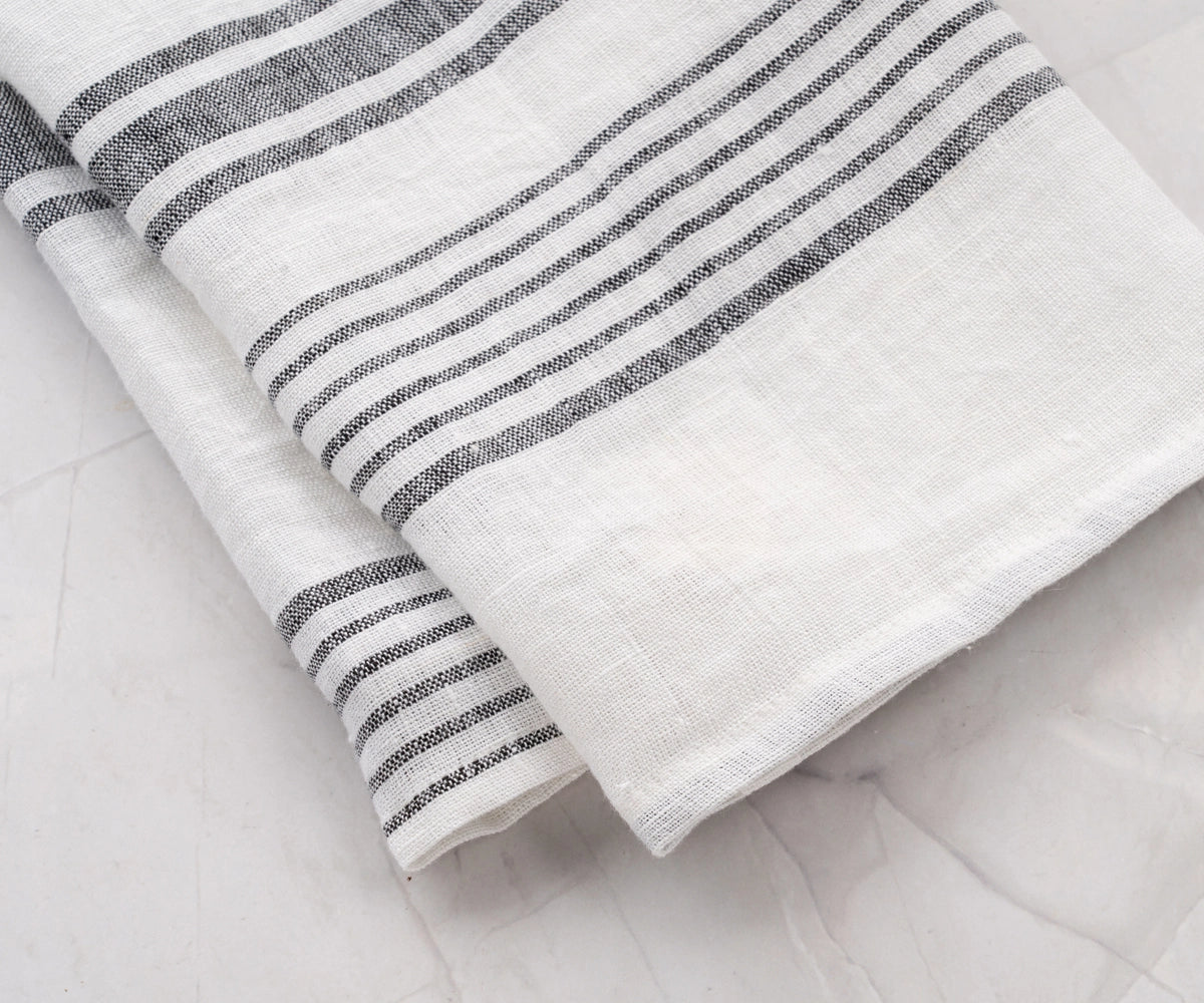 French Stripe Linen Dish Towels - Set of 2