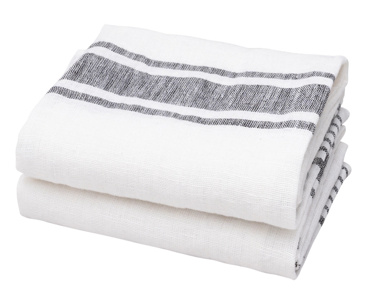 French Stripe Linen Dish Towels - Set of 2