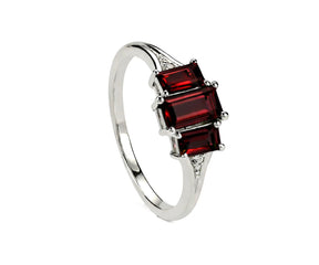 Garnet ring with white zircon stones in elegant design