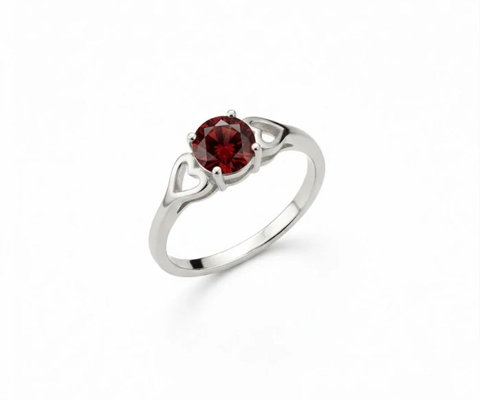 minimalist garnet solitaire ring design