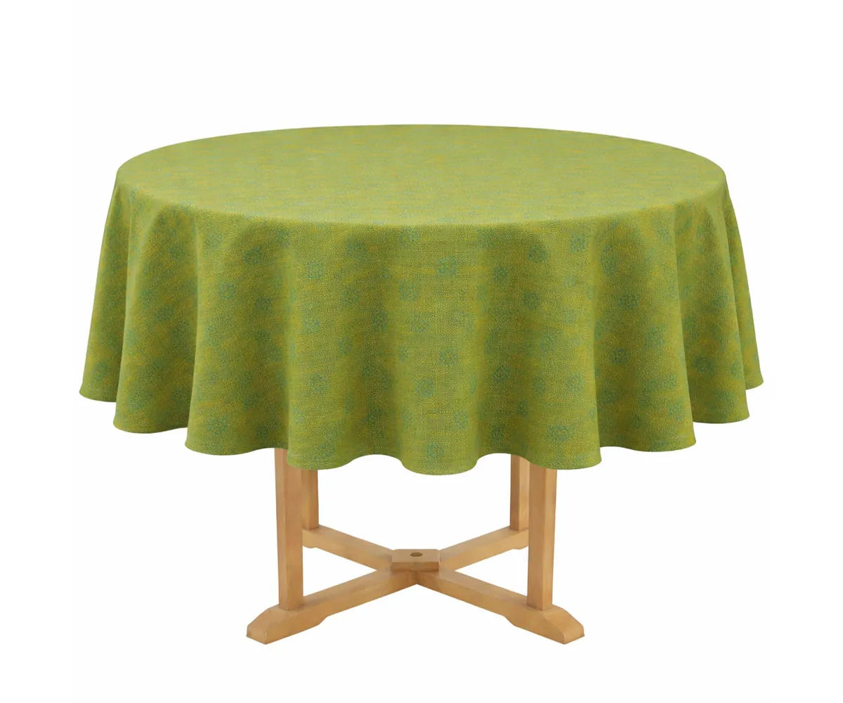 Floral round linen tablecloth for farmhouse dining room