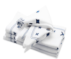 Cloth Napkins, Bulk Cloth Napkins, Thanksgiving Cloth Napkins, White Cloth Napkins, Wedding Napkins, Embroidered Napkins, Blue Napkins, Blue Cloth Napkins.