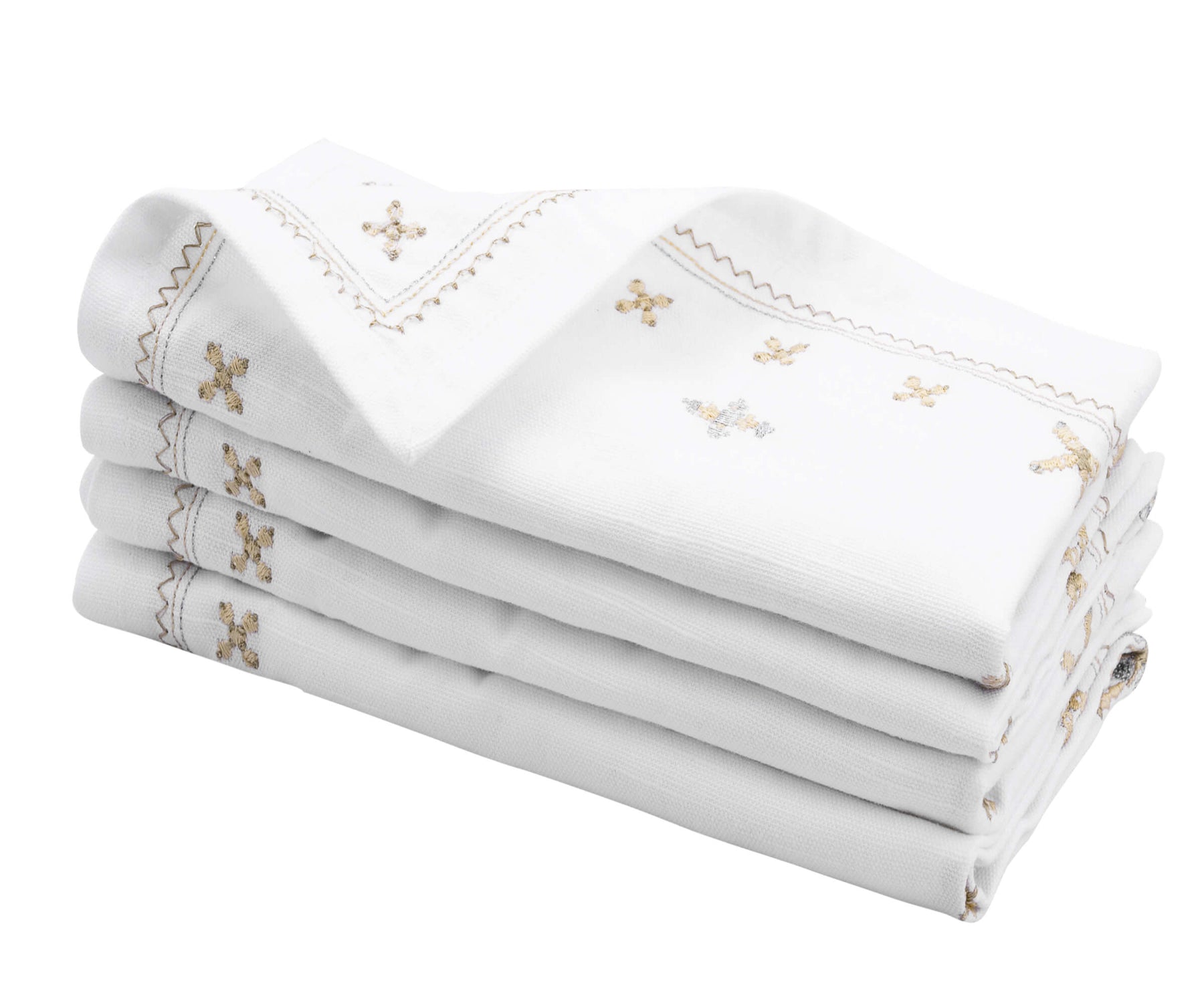 Embroidered napkins feature intricate and detailed designs created using embroidery techniques, adding elegance and sophistication to table settings