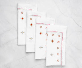 White napkins can often be customized with monograms, logos, or designs for special events or branding purposes.