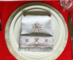 Chic Embroidered Red Napkins: Infuse a pop of color and design into your table decor with these exquisite napkins.