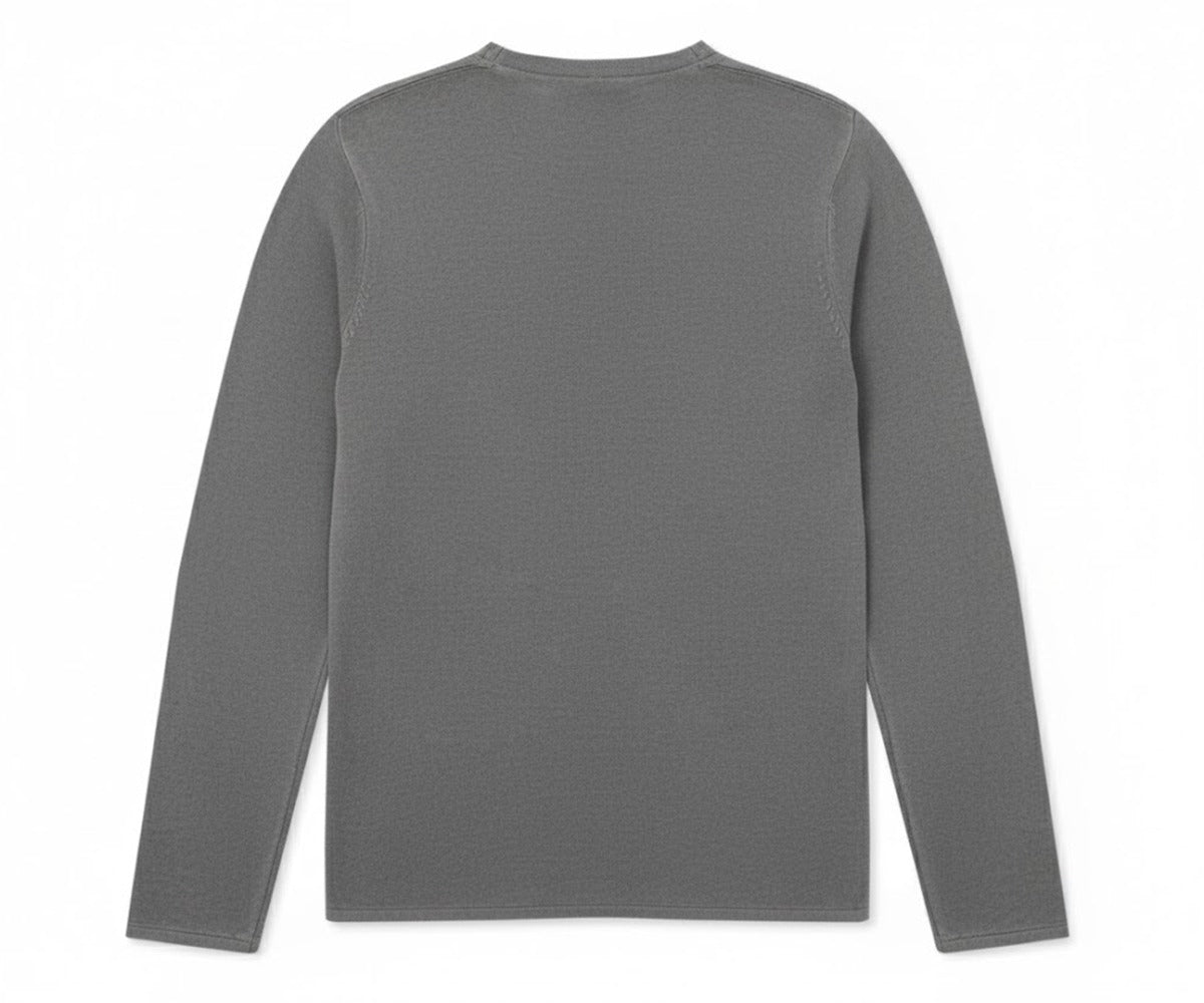 gray women's long sleeve cotton tee with crew neckline