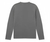 gray women's long sleeve cotton tee with crew neckline