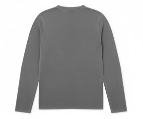 gray women's long sleeve cotton tee with crew neckline