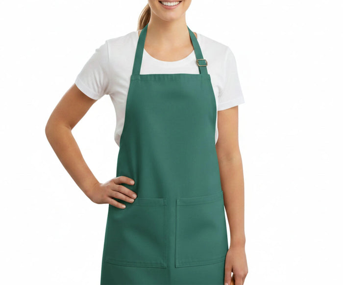 100% cotton green apron for baking, bread making, and kitchen use
