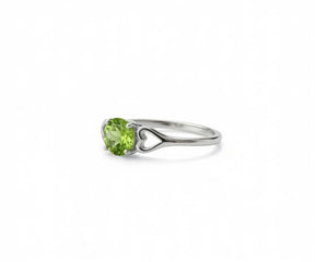peridot ring in silver with fresh green gemstone