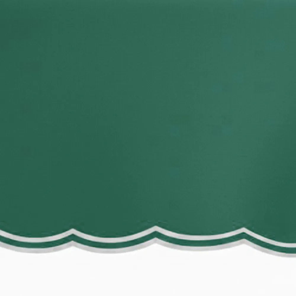 100% cotton green rectangle tablecloth featuring scalloped embroidery detail