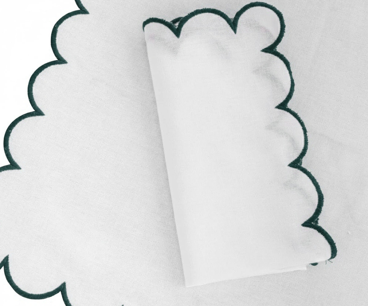 Soft cotton green and white napkin, fabric cloth napkin for everyday use
