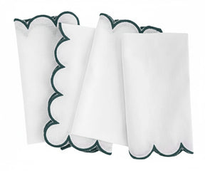 Cotton green and white napkin, reusable cloth napkin for meals