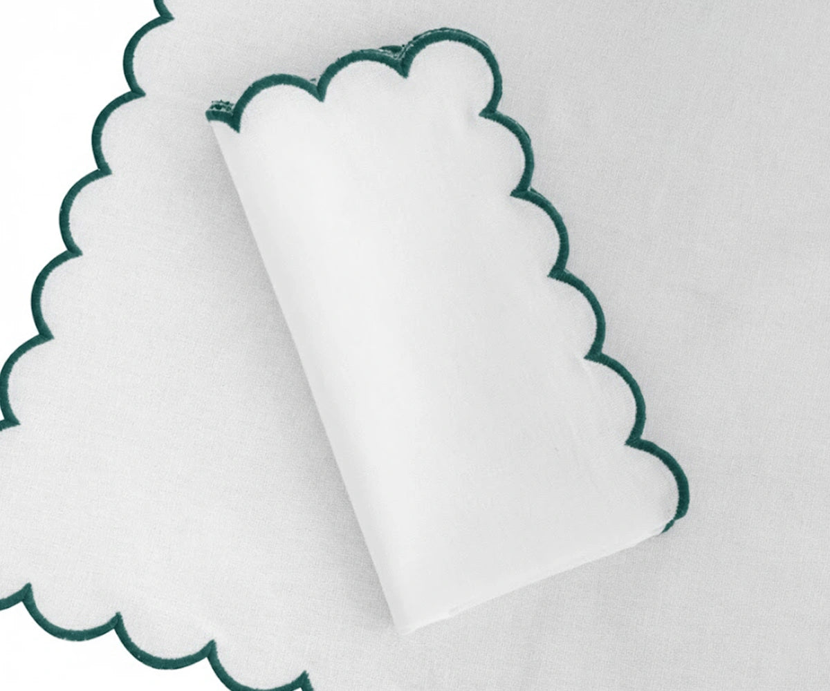 Simple green napkin with fine weave texture, reusable dinner napkin