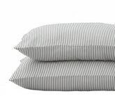 Grey and white European flax linen striped pillowcases set of 2, breathable pre-washed linen pillow covers for modern bedding