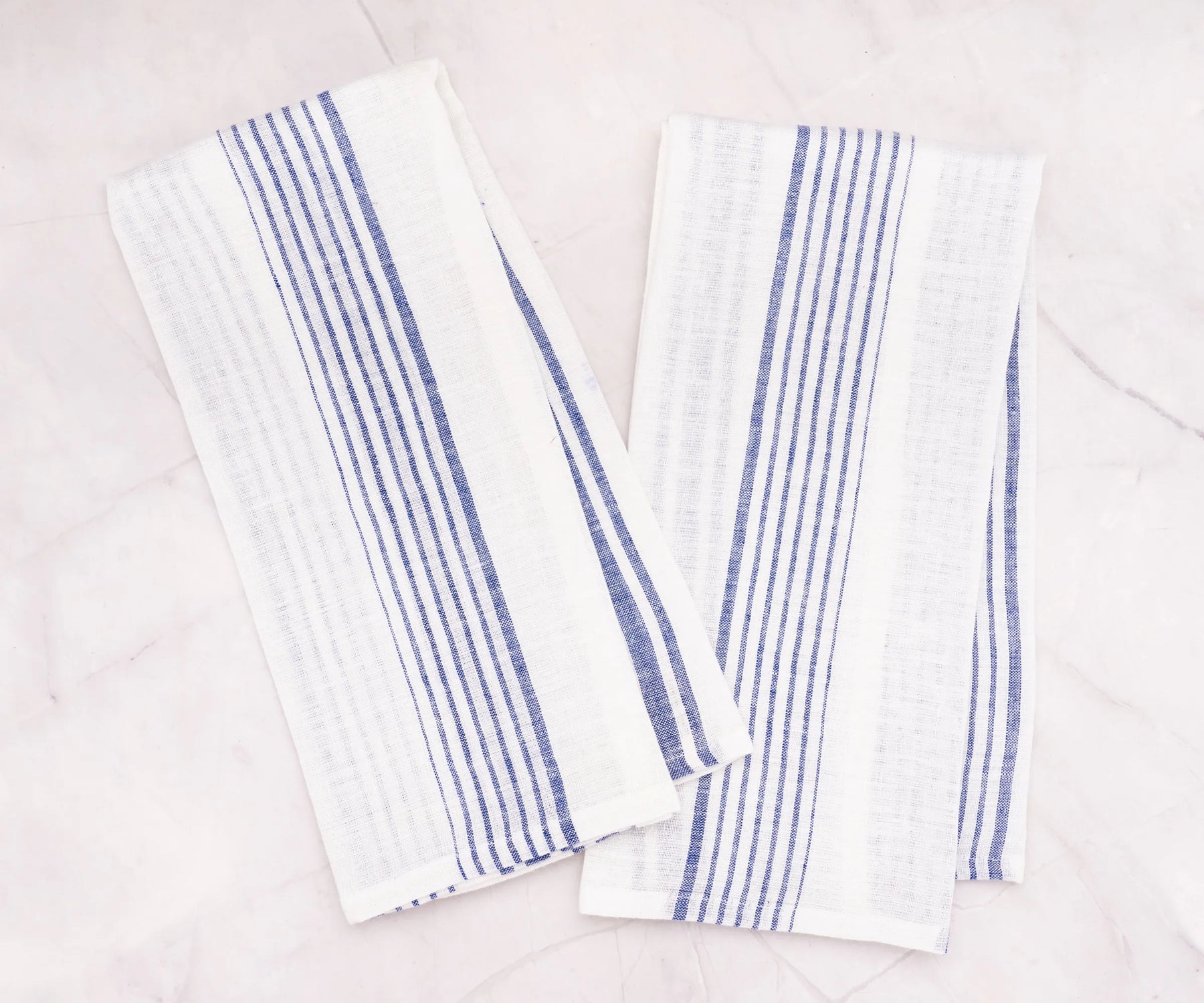 Blue kitchen dish towels made from 100% linen