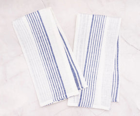 Blue kitchen dish towels made from 100% linen