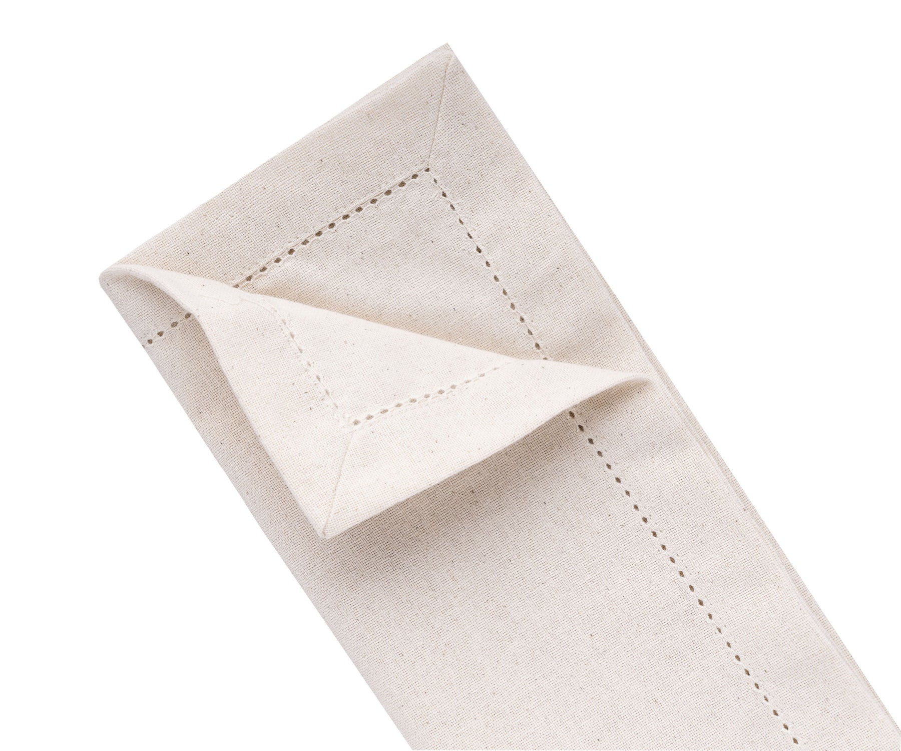 Hemstitch napkins in a natural color offer a timeless aesthetic