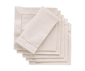 Beige linen napkins boast a luxurious texture and softness, providing both comfort and elegance to diners.