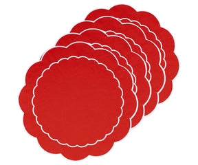 Soft and stylish, round red fabric placemats to elevate your dining experience.