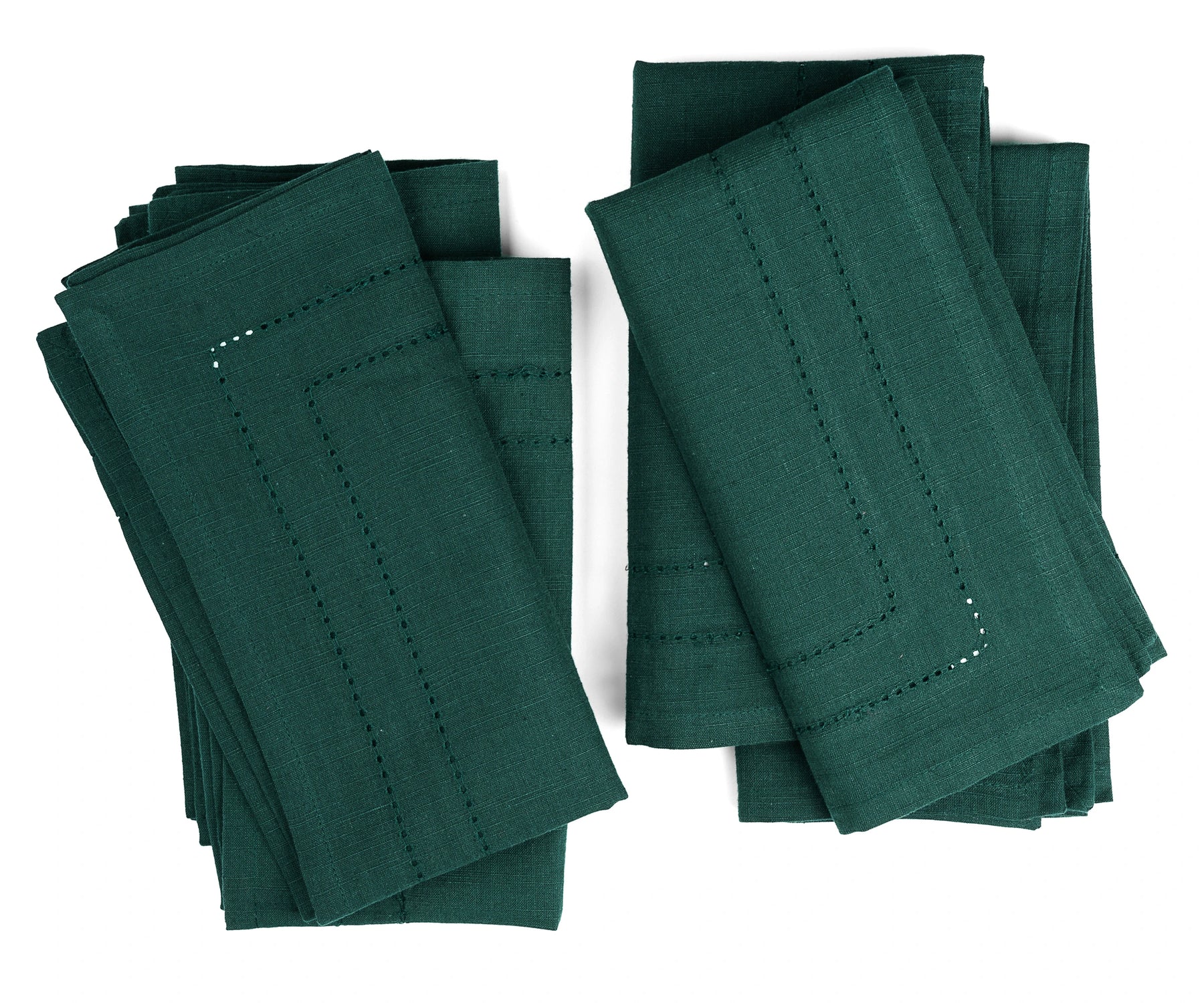 100% cotton Forest Green napkins stacked