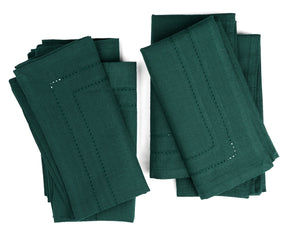 100% cotton Forest Green napkins stacked